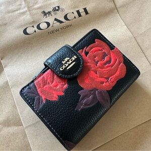 Coach Black and Red Rose Women's Wallet